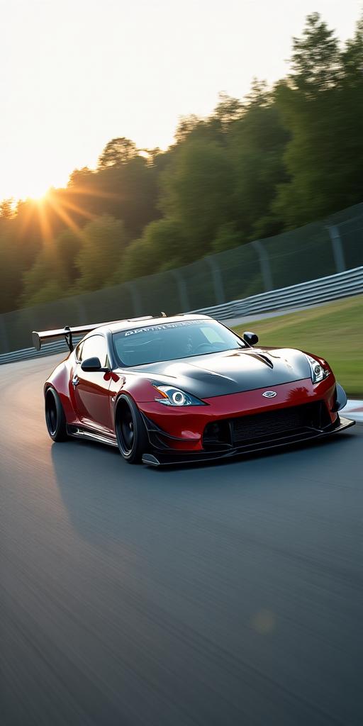 Auto sportiva con assetto ultra ribassato in curva