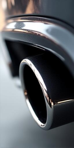 Dettaglio di un terminale di scarico sportivo cromato